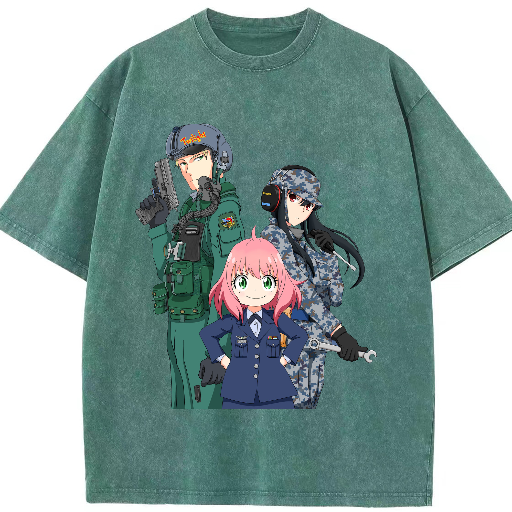 （画像用） SPY×FAMILY间谍家家酒 綿100% ヴィンテージ風 半袖Tシャツ（フロントプリント）